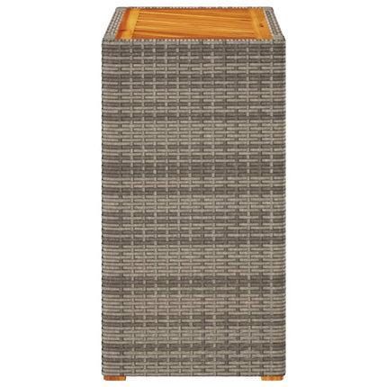 Patio Side Table with Wooden Top Gray 23.6"x15.7"x29.5" Poly Rattan