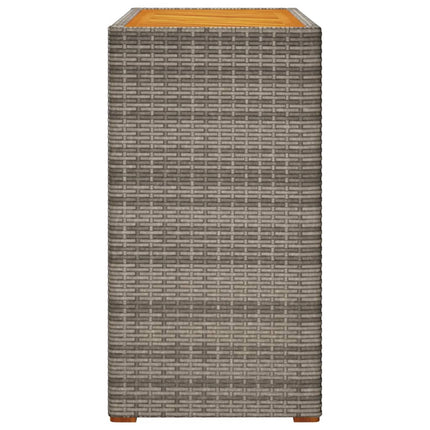 Patio Side Table with Wooden Top Gray 39.4"x15.7"x29.5" Poly Rattan