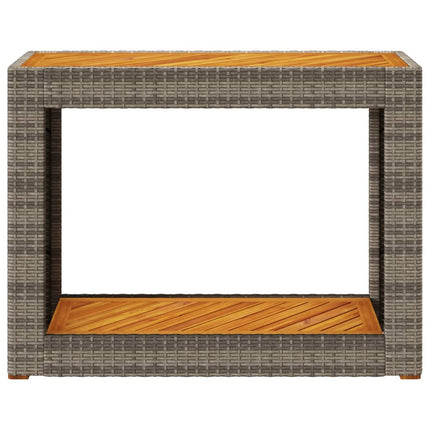 Patio Side Table with Wooden Top Gray 39.4"x15.7"x29.5" Poly Rattan