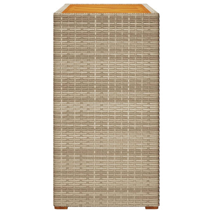 Patio Side Table with Wooden Top Beige 39.4"x15.7"x29.5" Poly Rattan