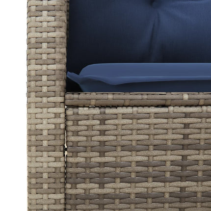 3 Piece Bistro Set with Cushions Gray Poly Rattan Acacia Wood