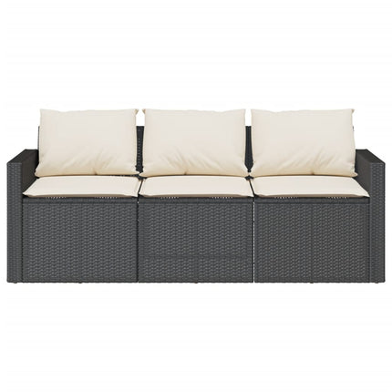 2 Piece Patio Dining Set with Cushions Black Poly Rattan