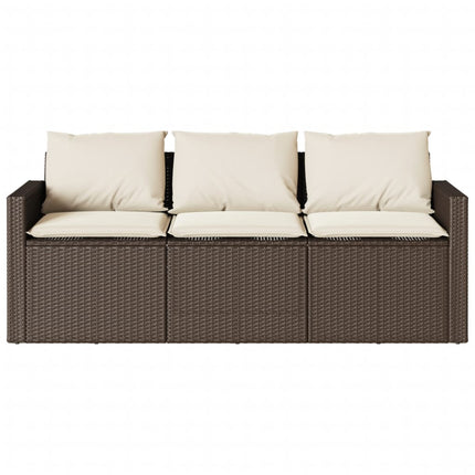 2 Piece Patio Dining Set with Cushions Brown Poly Rattan