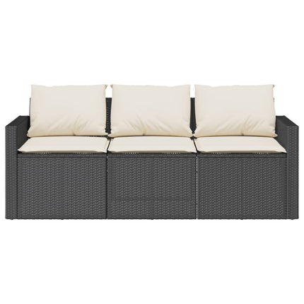 2 Piece Patio Dining Set with Cushions Black Poly Rattan