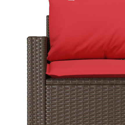 Patio Sofa with Cushions 3-Seater Brown Poly Rattan