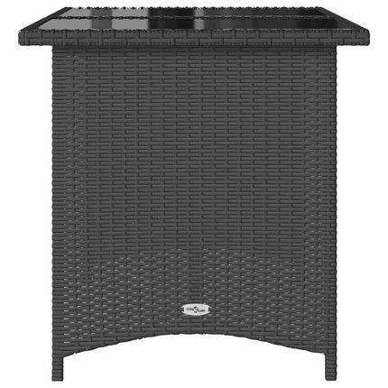 Patio Table with Glass Top Black 43.3"x26.8"x27.6" Poly Rattan