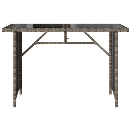 Patio Table with Glass Top Gray 43.3"x26.8"x27.6" Poly Rattan