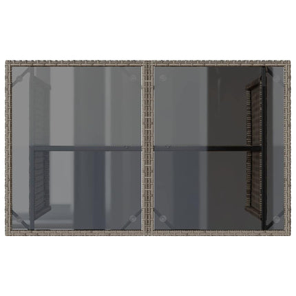 Patio Table with Glass Top Gray 43.3"x26.8"x27.6" Poly Rattan