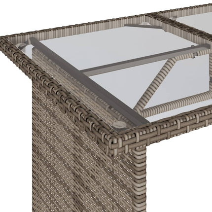 Patio Table with Glass Top Gray 43.3"x26.8"x27.6" Poly Rattan