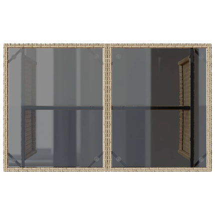 Patio Table with Glass Top Beige 43.3"x26.8"x27.6" Poly Rattan