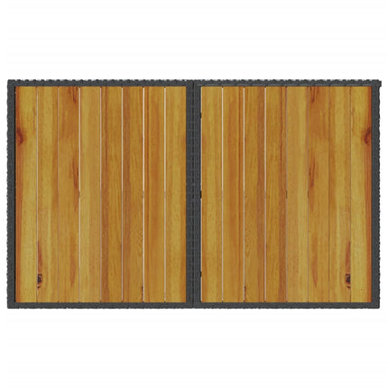Patio Table with Wooden Top Black 43.3"x26.8"x27.6" Poly Rattan