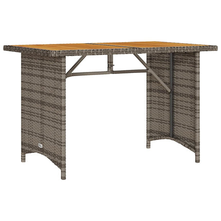 Patio Table with Wooden Top Gray 43.3"x26.8"x27.6" Poly Rattan