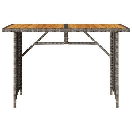 Patio Table with Wooden Top Gray 43.3"x26.8"x27.6" Poly Rattan
