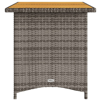 Patio Table with Wooden Top Gray 43.3"x26.8"x27.6" Poly Rattan