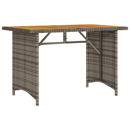 Patio Table with Wooden Top Gray 43.3"x26.8"x27.6" Poly Rattan