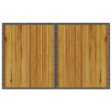 Patio Table with Wooden Top Gray 43.3"x26.8"x27.6" Poly Rattan