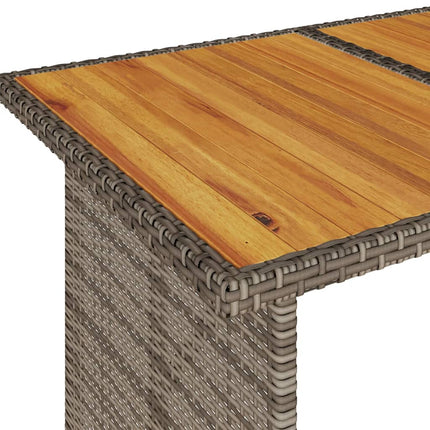 Patio Table with Wooden Top Gray 43.3"x26.8"x27.6" Poly Rattan