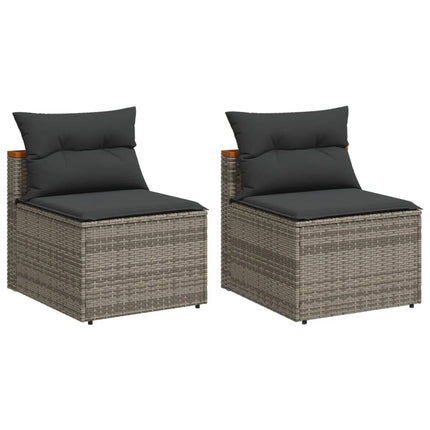 Patio Sofas Armless with Cushions 2 pcs Gray Poly Rattan