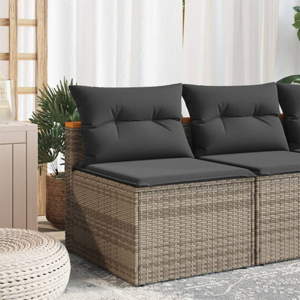 Patio Sofas Armless with Cushions 2 pcs Gray Poly Rattan