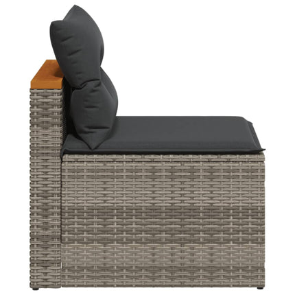 Patio Sofas Armless with Cushions 2 pcs Gray Poly Rattan