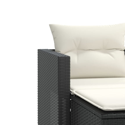 Patio Sofa 2-Seater with Stools Black Poly Rattan