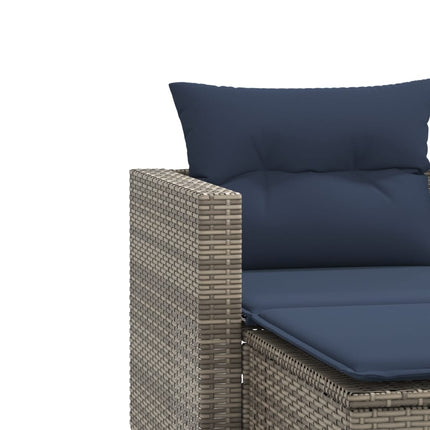 Patio Sofa 2-Seater with Stools Gray Poly Rattan