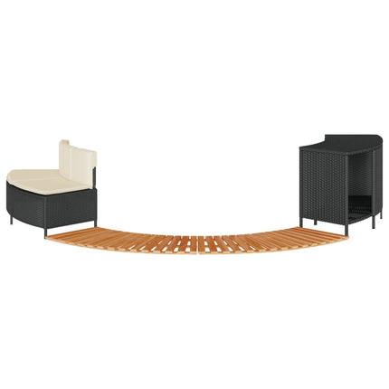 Hot Tub Surround Black Poly Rattan and Solid Wood Acacia