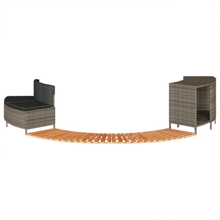 Hot Tub Surround Gray Poly Rattan and Solid Wood Acacia