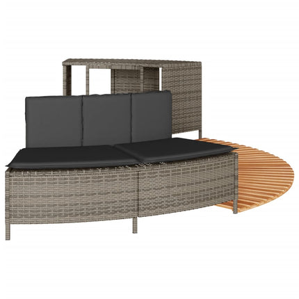 Hot Tub Surround Gray Poly Rattan and Solid Wood Acacia