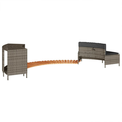 Hot Tub Surround Gray Poly Rattan and Solid Wood Acacia