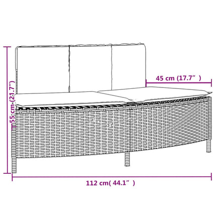 Hot Tub Benches with Cushions 2 pcs Black Poly Rattan