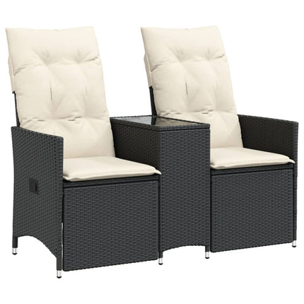 Reclining Garden Sofa Black, Cream white