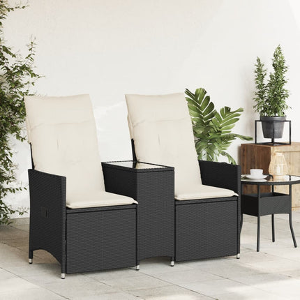 Reclining Garden Sofa Black, Cream white
