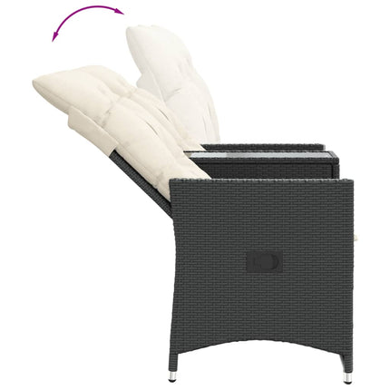 Reclining Garden Sofa Black, Cream white