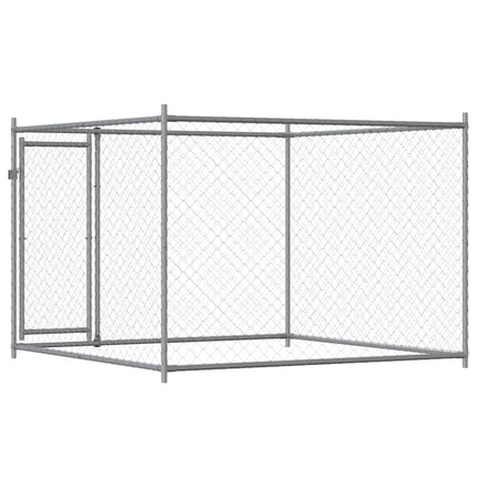 Dog Cage with Door Gray 6.6'x6.6'x4.9'Galvanized Steel