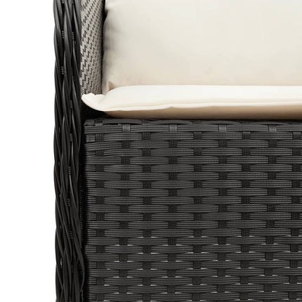Garden Dining Set Black PE rattan 8-seater Removable Covers