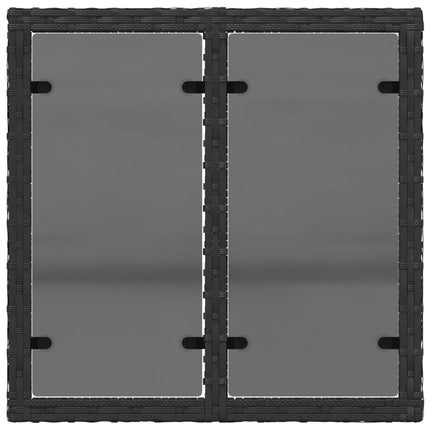 Garden Table with Glass Top Black 21.7x21.7x14.6" Poly Rattan