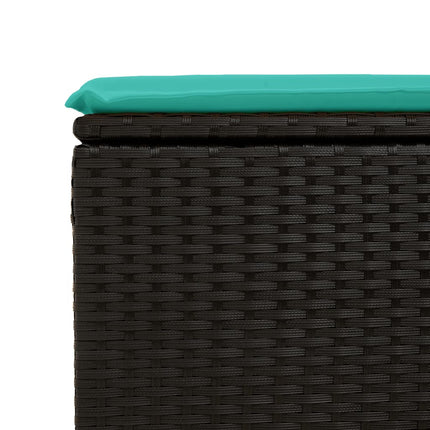 Patio Stool with Cushion Black 21.7"x21.7"x14.6" Poly Rattan
