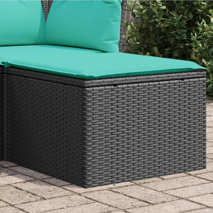 Patio Stool with Cushion Black 21.7"x21.7"x14.6" Poly Rattan