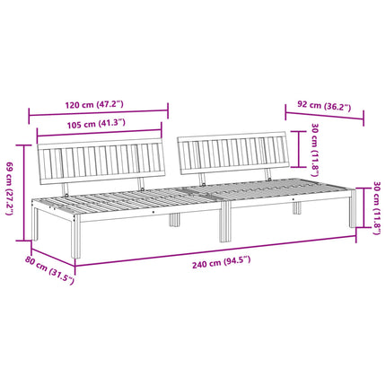 Patio Pallet Middle Sofas 2 pcs Solid Wood Acacia