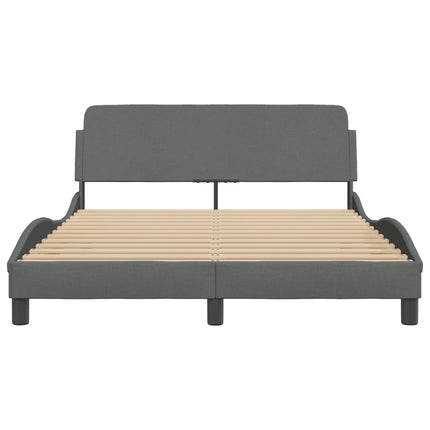 Bed Frame "Dover" Dark Gray 53.9"x74.8" Fabric