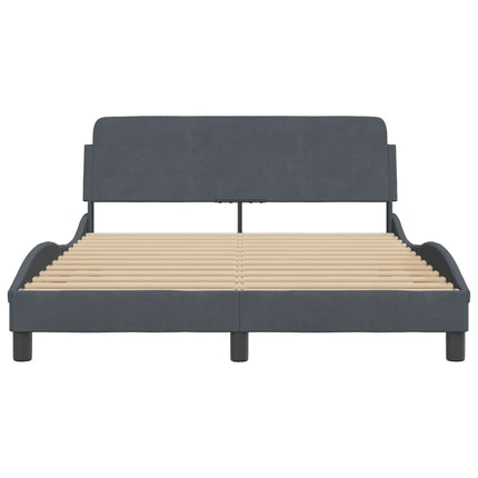 Bed Frame "Dover" Dark Gray 53.9"x74.8" Velvet