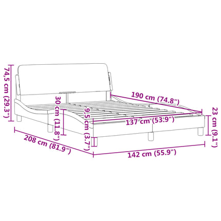 Bed Frame "Dover" Black 53.9"x74.8" Faux Leather