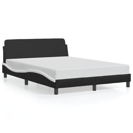 Bed Frame "Dover" Black and White 53.9"x74.8" Faux Leather