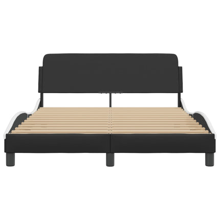 Bed Frame "Dover" Black and White 53.9"x74.8" Faux Leather