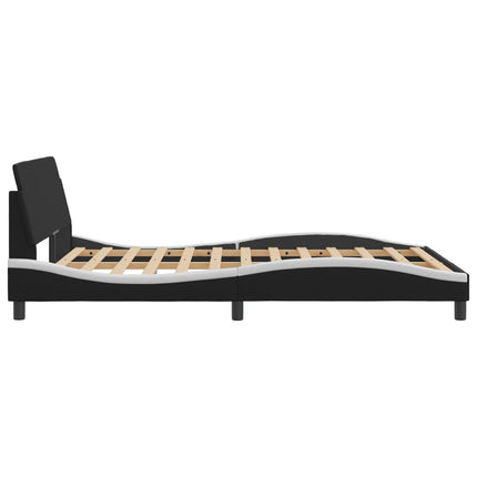 Bed Frame "Dover" Black and White 53.9"x74.8" Faux Leather