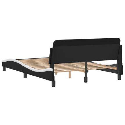 Bed Frame "Dover" Black and White 53.9"x74.8" Faux Leather