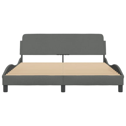 Bed Frame "Dover" Dark Gray 59.8"x79.9" Fabric