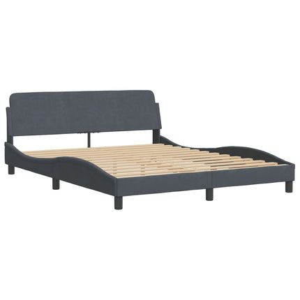 Bed Frame "Dover" Dark Gray 59.8"x79.9" Velvet