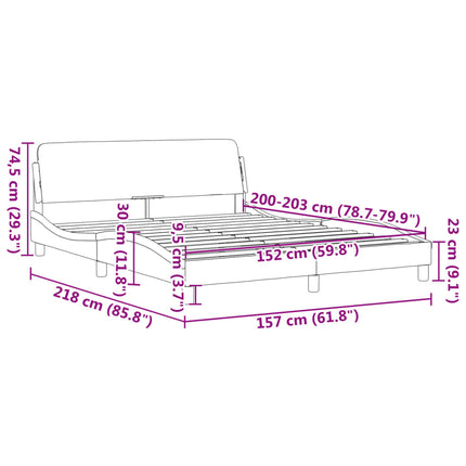 Bed Frame "Dover" Black 59.8"x79.9" Faux Leather